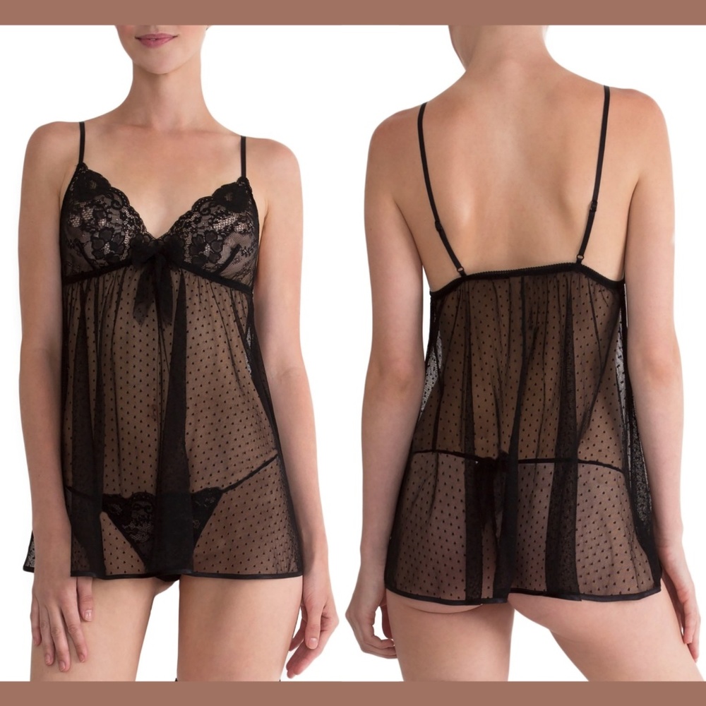 NWT In Bloom Jennifer Babydoll Chemise + Thong Lar